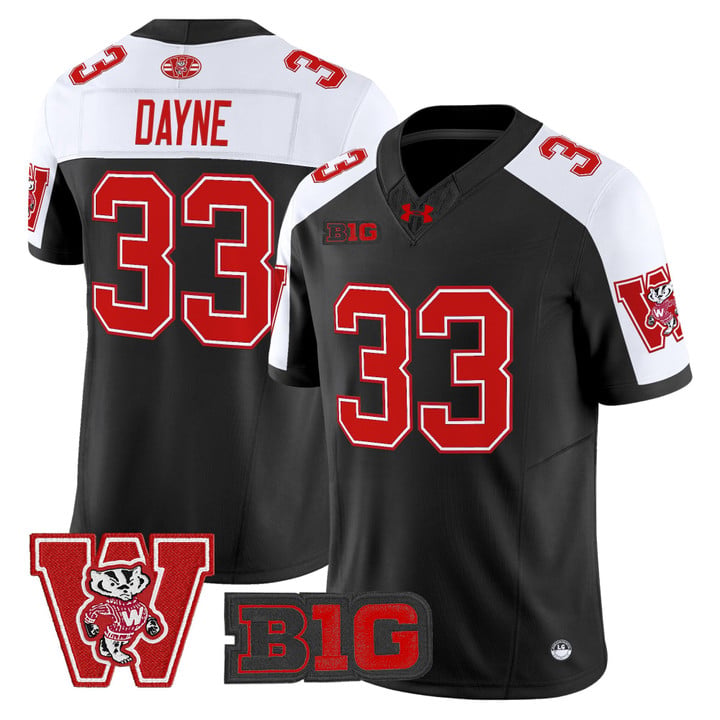 Ron Dayne Jersey #33 Wisconsin Badgers Throwback Stitched Black Alter