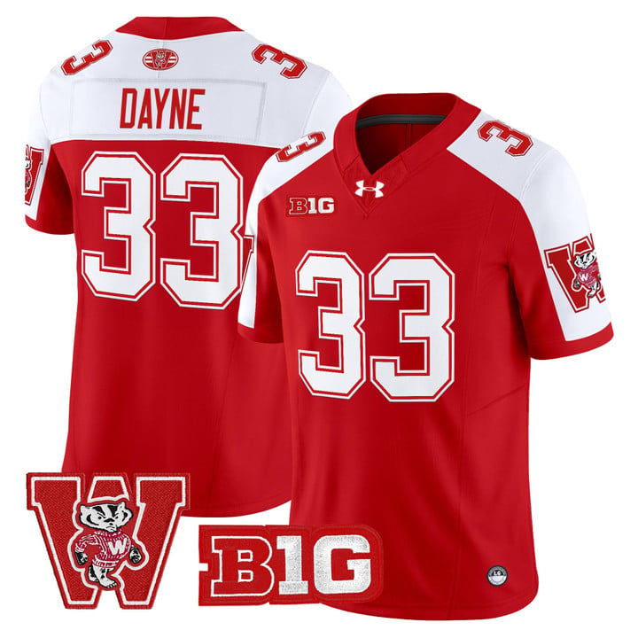 Ron Dayne Jersey #33 Wisconsin Badgers Throwback Stitched Red Alter