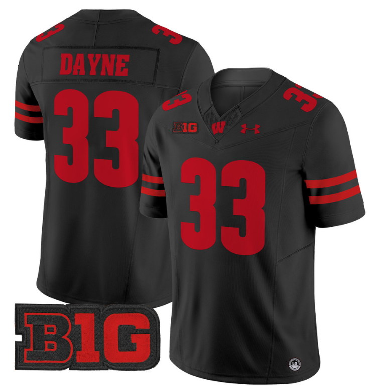 Ron Dayne Jersey #33 Wisconsin Badgers Vapor Football Stitched Black
