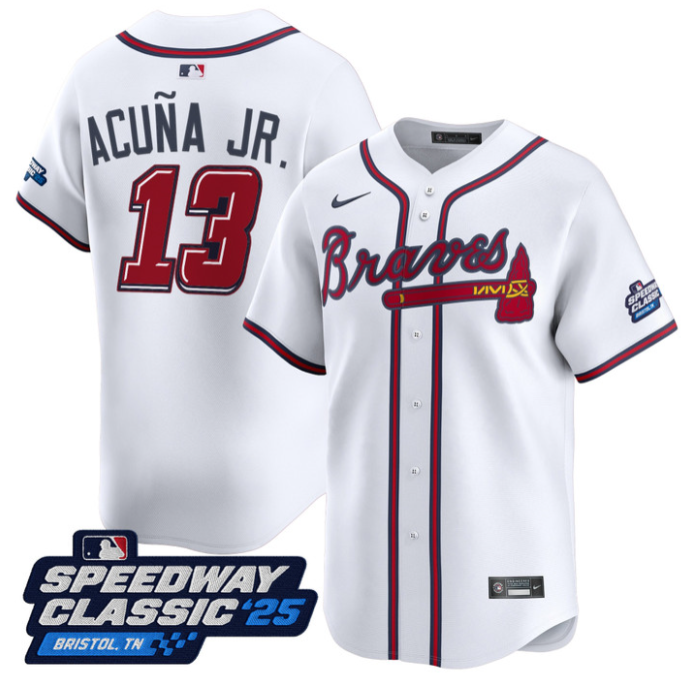 Ronald Acuna Jr Jersey #13 Atlanta Braves Speedway Classic Stitched White