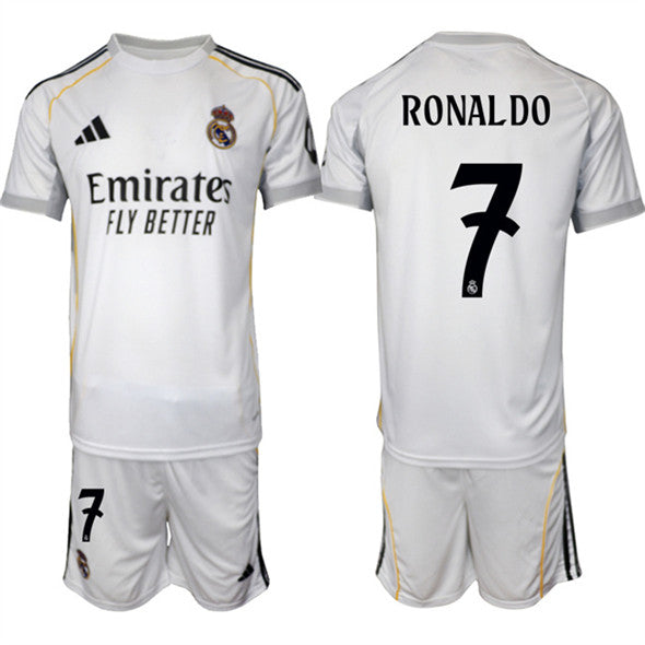 Ronaldo Jersey #7 Real Madrid White Home 2025 - 26 Soccer Suit