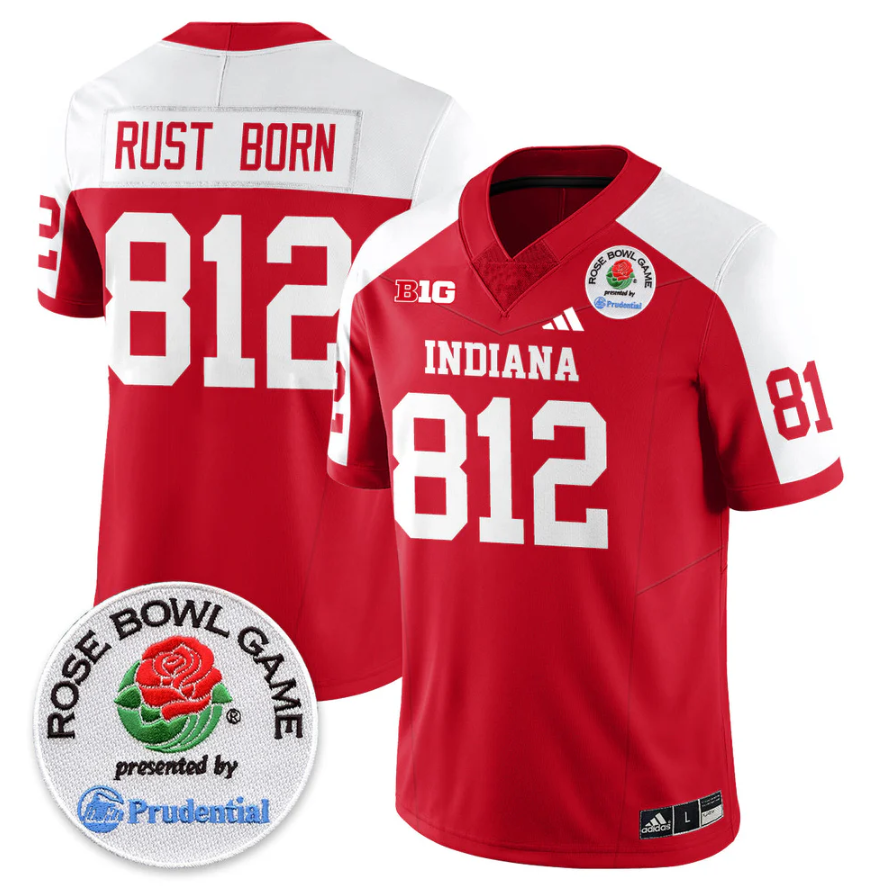 Rust Born Jersey #812 Indiana Hoosiers Vapor Rose Bowl Patch Stitched