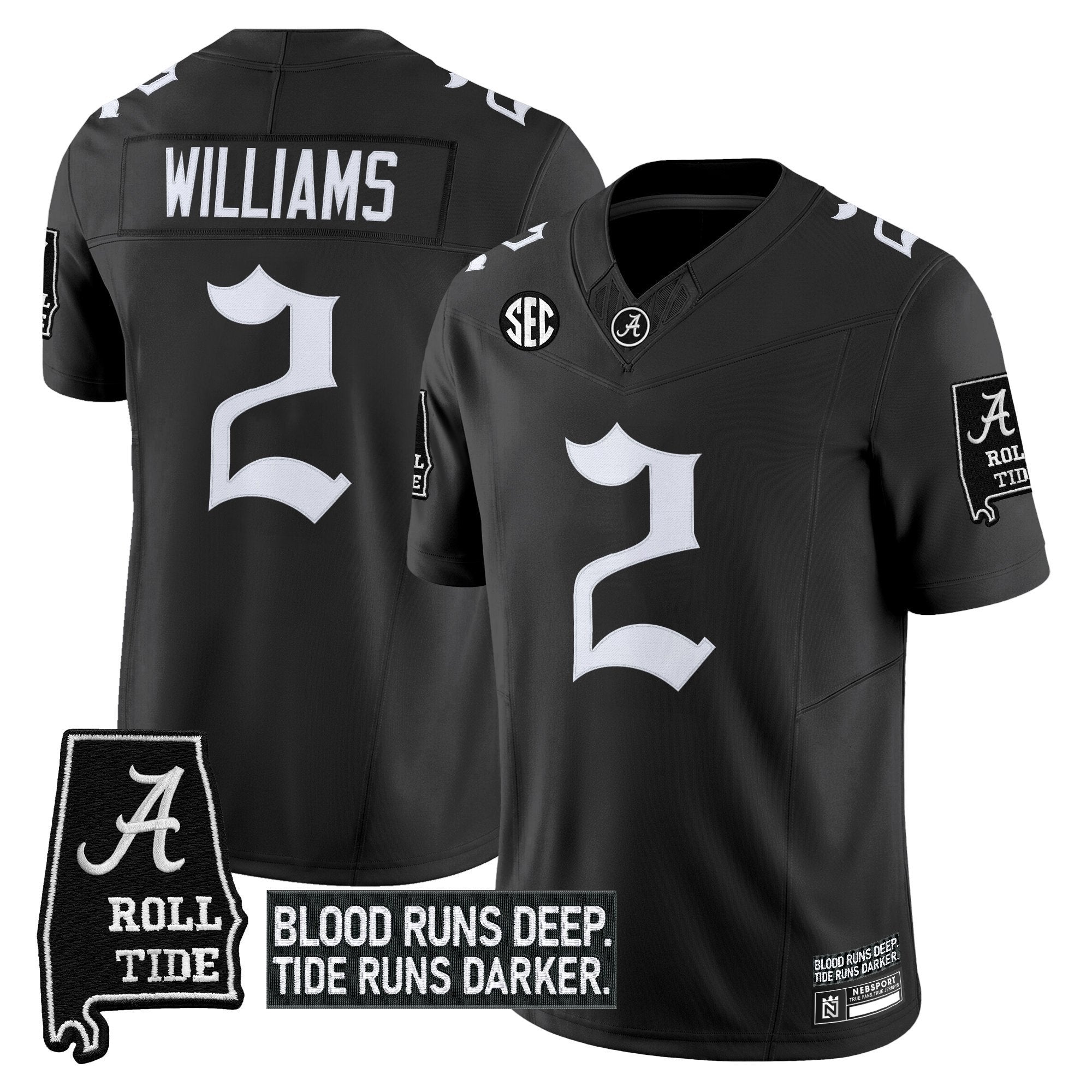 Ryan Williams Jersey #2 Alabama Crimson Gothic Bama Blood Edition Stitched Black