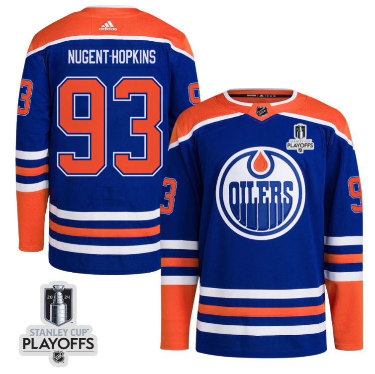 Ryan Nugent-Hopkins 93 Edmonton Oilers 2024 NHL Playoffs Patch Home Jersey - Men
