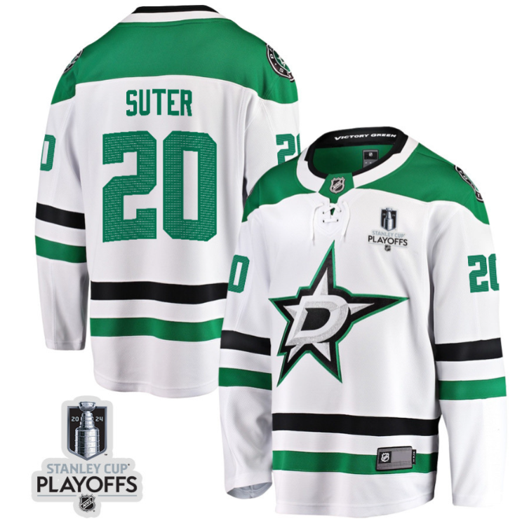 Ryan Suter 20 Dallas Stars 2024 NHL Playoffs Patch Away Breakaway Jersey - Men