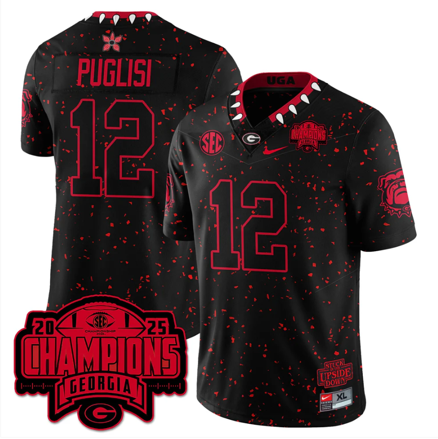 Ryan Puglisi Jersey #12 Georgia Bulldogs Stranger Things SEC Champions