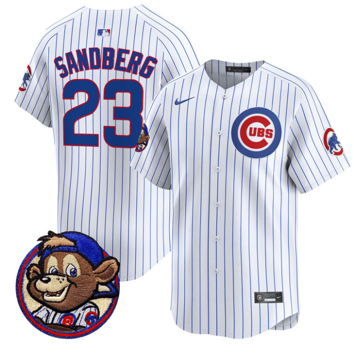 Ryne Sandberg Jersey #23 Chicago Cubs Clark Patch Vapor Premier Limited Stitched Pinstripe