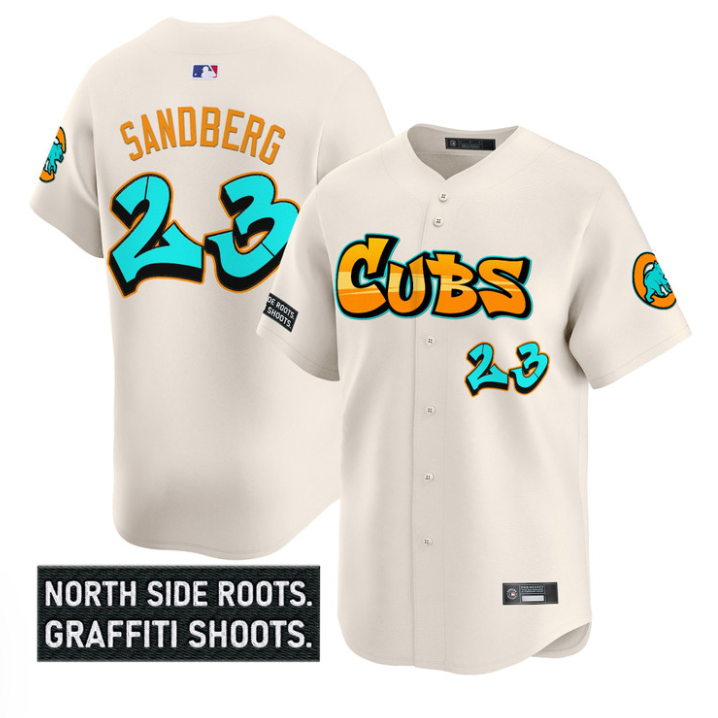 Ryne Sandberg Jersey #23 Chicago Cubs Graffiti North Side Edition Stitched Cream
