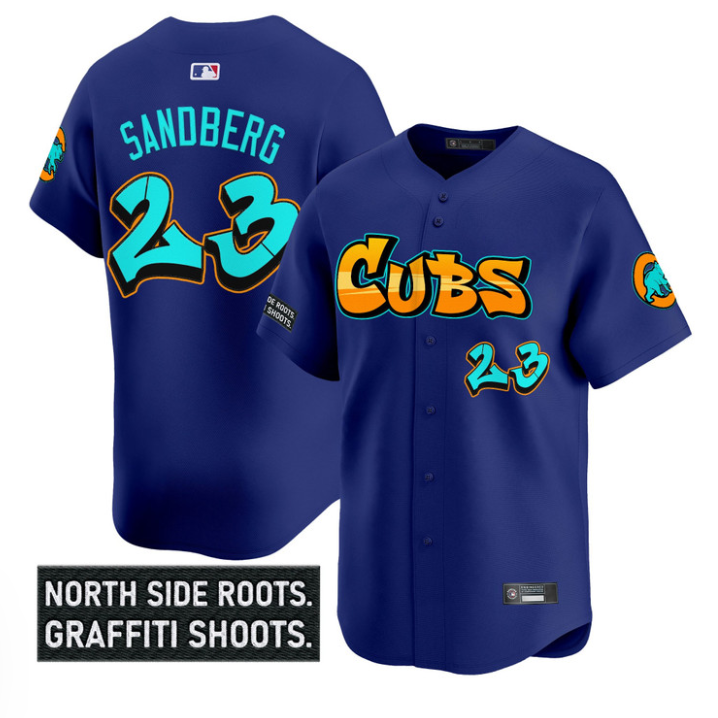 Ryne Sandberg Jersey #23 Chicago Cubs Graffiti North Side Edition Stitched Royal