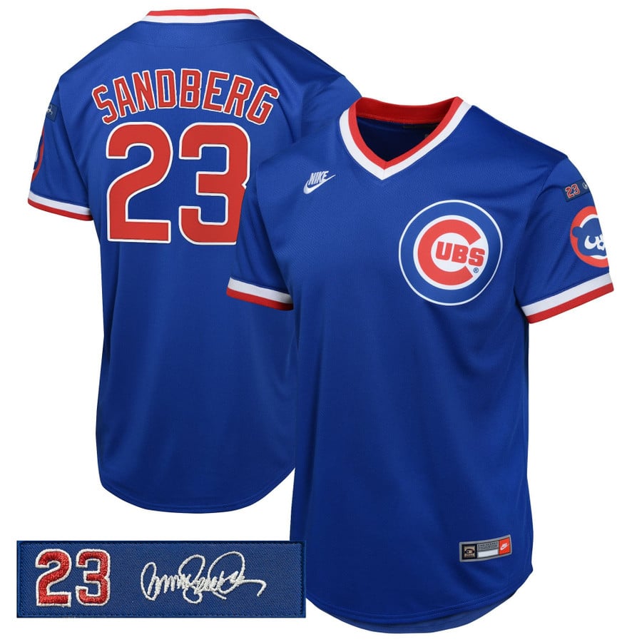 Ryne Sandberg Jersey #23 Chicago Cubs Ryne Sandberg Tribute Patch Royal