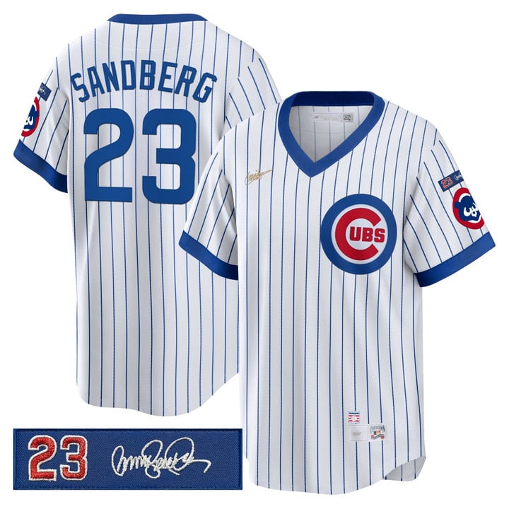 Ryne Sandberg Jersey #23 Chicago Cubs Ryne Sandberg Tribute Patch Stripes