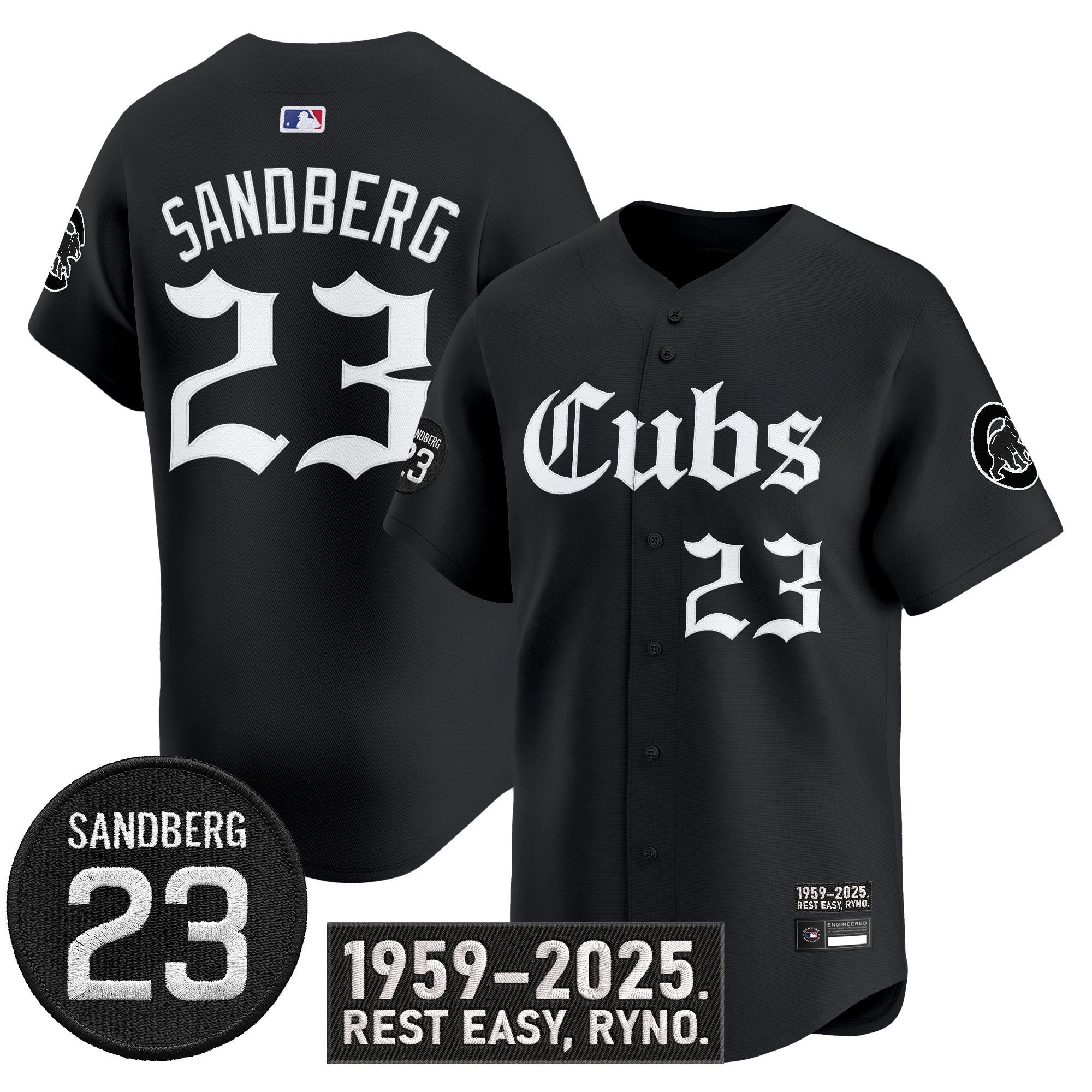 Ryne Sandberg Jersey #23 Chicago Cubs Ryne Sandberg Tribute Stitched Black