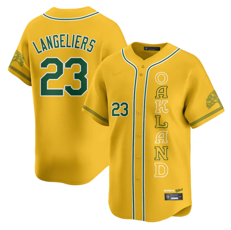 Shea Langeliers Jersey #23 Oakland Athletics City Connect Concept Stitched Yellow