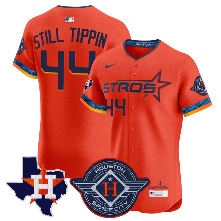 Still Tippin Jersey #44 Houston Astros 2025 City Connect Texas Patch Premier Elite Stitched Orange
