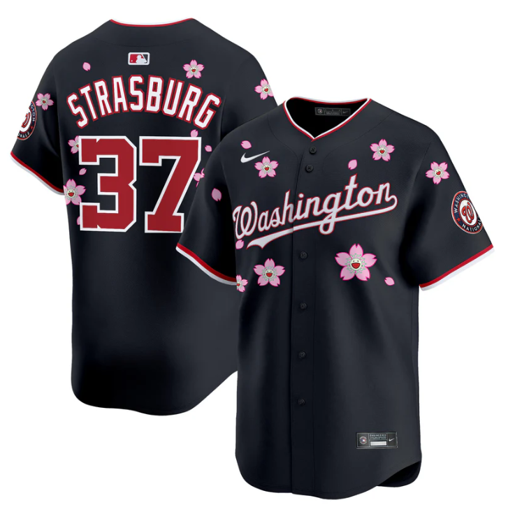 Stephen Strasburg Jersey #37 Washington Nationals Cherry Blossom Vapor Premier Limited Stitched Navy