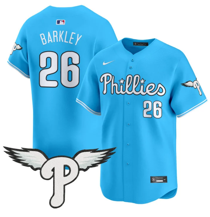 Saquon Barkley Jersey #26 Philadelphia Phillies 2025 Vapor Premier Limited Stitched Light Blue