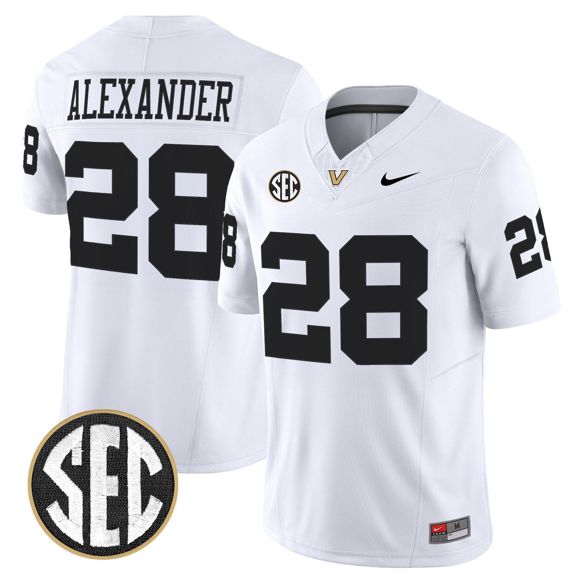 Sedrick Alexander Jersey #28 Vanderbilt Commodores 2025 Limited Stitched White