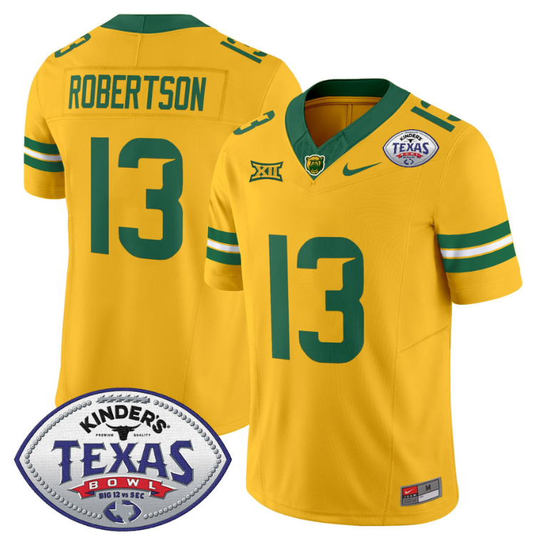 Sawyer Robertson Jersey #13 Baylor Bears 2024 Texas Bowl Football Stitched Gold