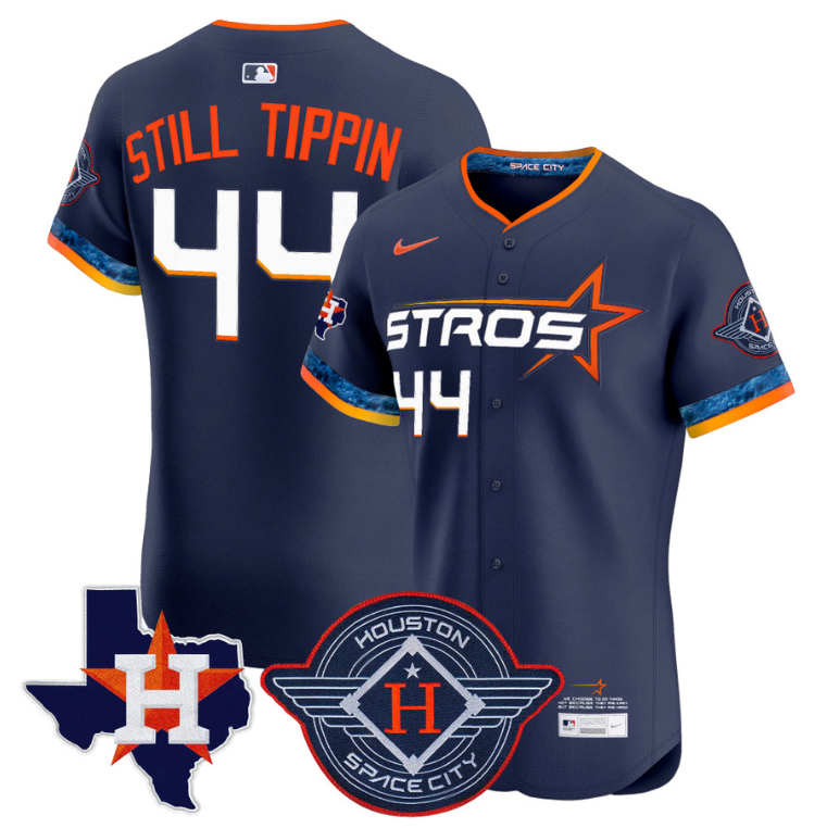Still Tippin Jersey #44 Houston Astros 2025 City Connect Texas Patch Premier Elite Stitched Navy