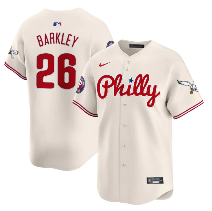 Saquon Barkley Jersey #26 Phillies and Eagles Vapor Premier Limited Stitched Cream