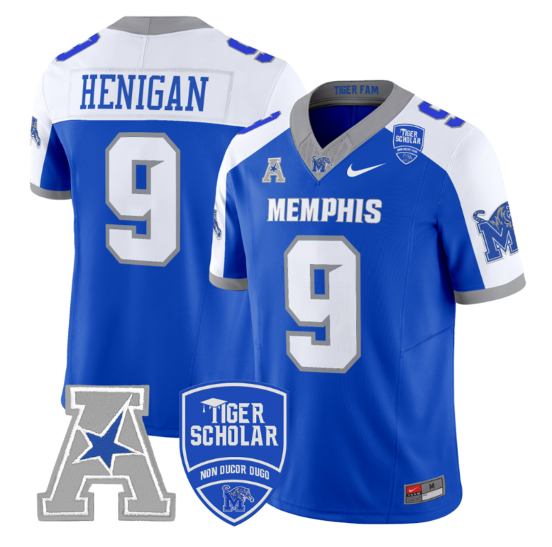 Seth Henigan Jersey #9 Memphis Tigers 2024 Vapor Limited Stitched White