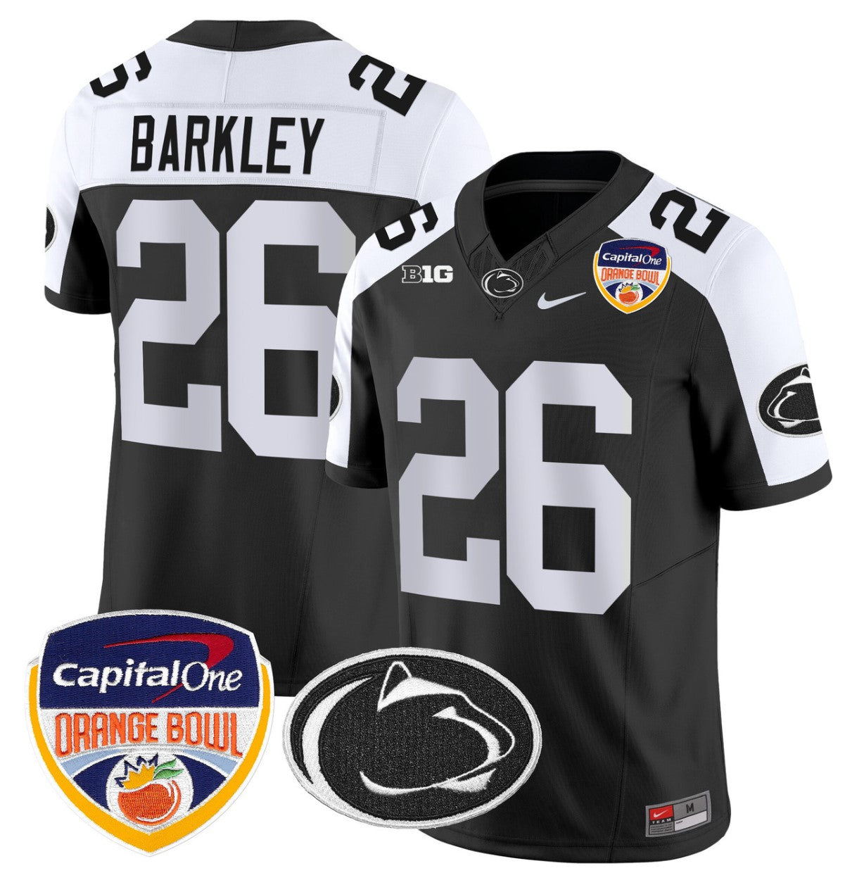 Saquon Barkley Jersey #26 Penn State Orange Bowl Patch Stitched Black Alternate