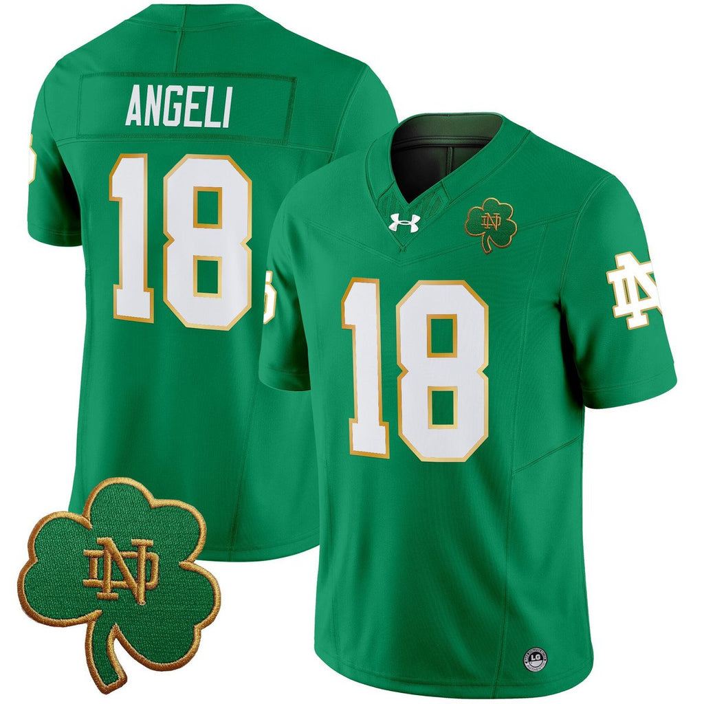 Steve Angeli Jersey #18 Notre Dame 2025 Vapor Limited V3 Stitched Green