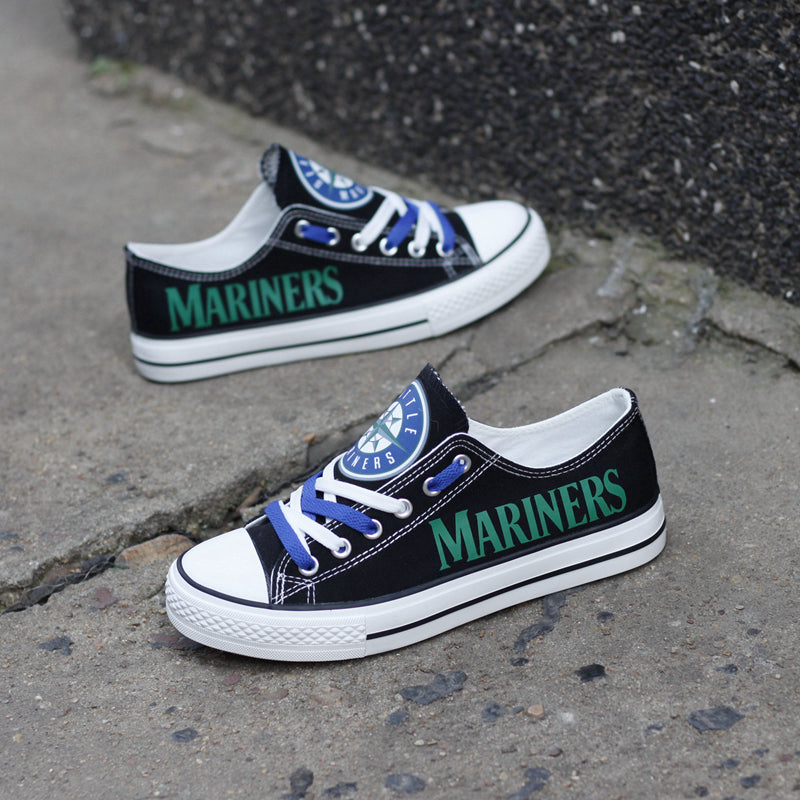 Seattle Mariners Limited Print MLB Baseball Fans Low Top Canvas Shoes Sport Sneakers T-DJ125H
