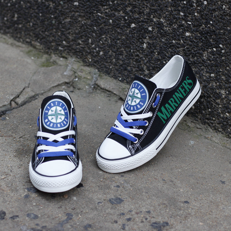 Seattle Mariners Limited Print MLB Baseball Fans Low Top Canvas Shoes Sport Sneakers T-DJ125H
