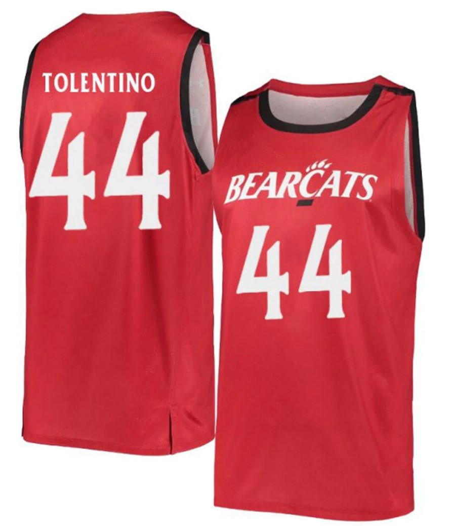 Sage Tolentino Jersey Cincinnati Bearcats College Basketball Red #44