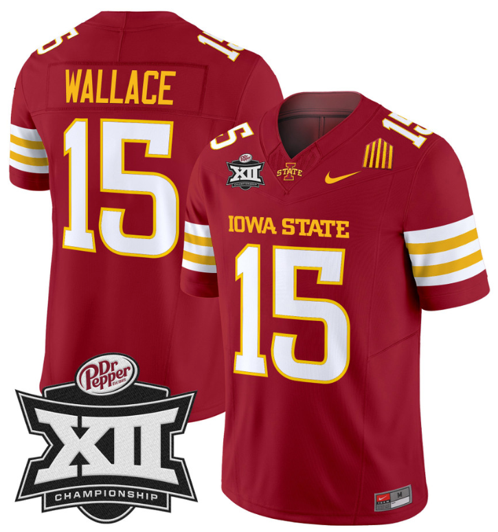 Seneca Wallace Jersey #15 Iowa State 2024 Championship Patch Vapor Cardinal