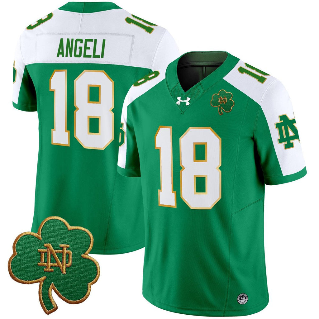 Steve Angeli Jersey #18 Notre Dame 2025 Vapor Limited V3 Stitched Green Alter