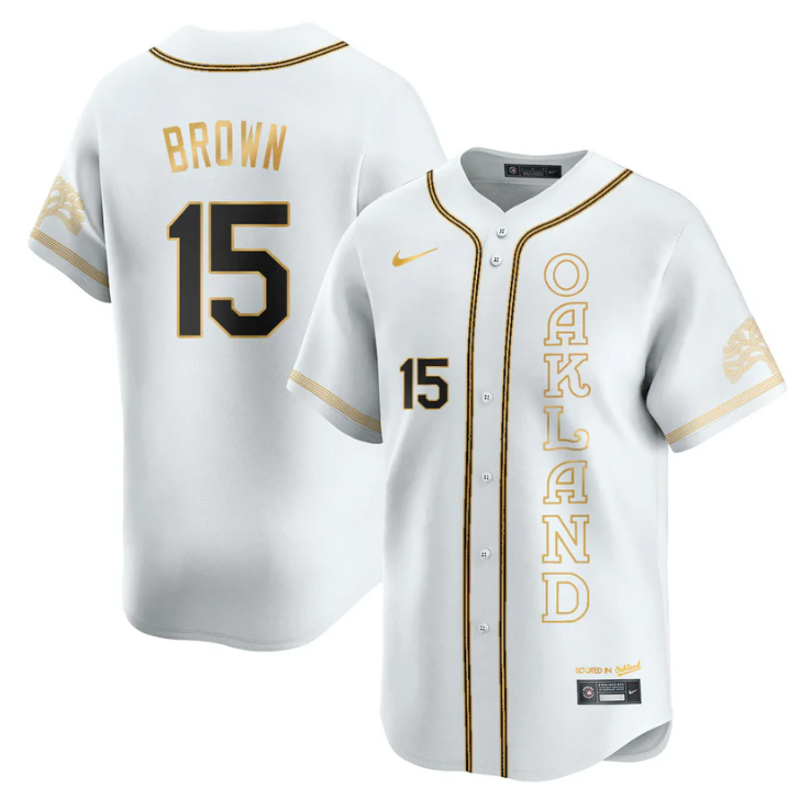 Seth Brown Jersey #15 Oakland Athletics City Connect Concept Stitched White Gold