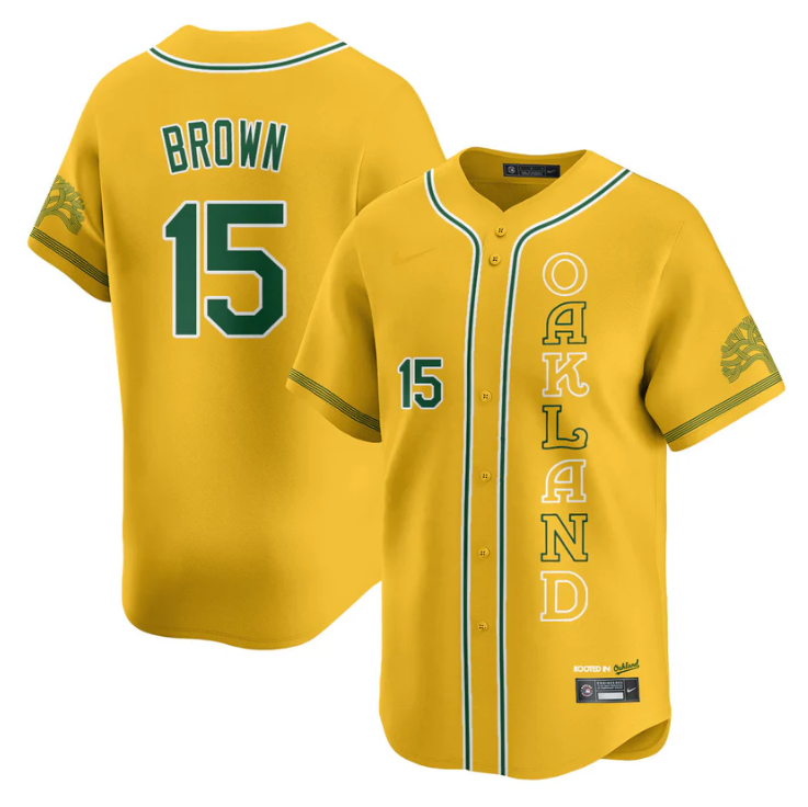 Seth Brown Jersey #15 Oakland Athletics City Connect Concept Stitched Yellow