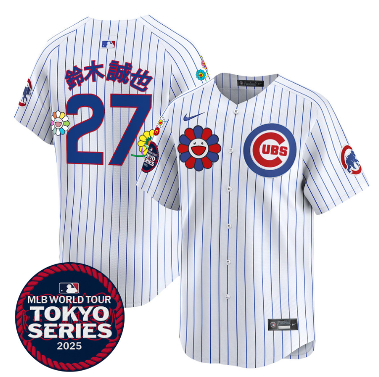 Seiya Suzuki (Kanji) Jersey #27 Chicago Cubs Tokyo Series 2025 Vapor Limited Stitched Pinstripe