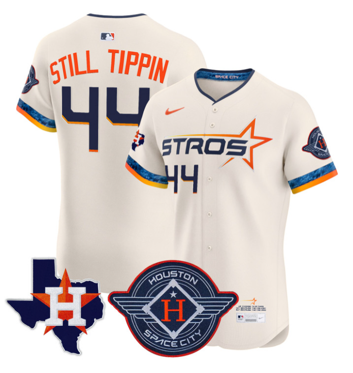 Still Tippin Jersey #44 Houston Astros 2025 City Connect Texas Patch Premier Elite Stitched Cream