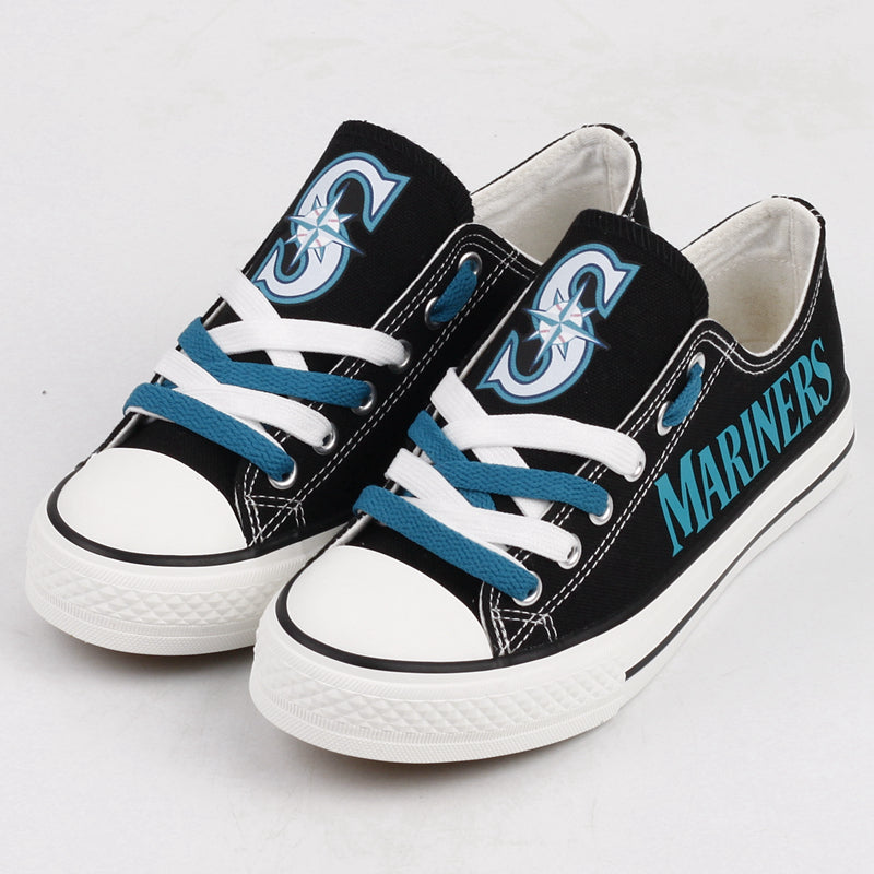 Seattle Mariners Limited Print MLB Baseball Fans Low Top Canvas Shoes Sport Sneakers T-DJ177H