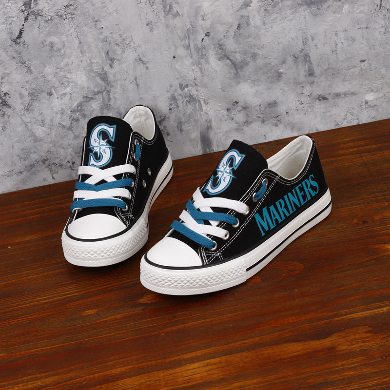 Seattle Mariners Limited Print MLB Baseball Fans Low Top Canvas Shoes Sport Sneakers T-DJ177H
