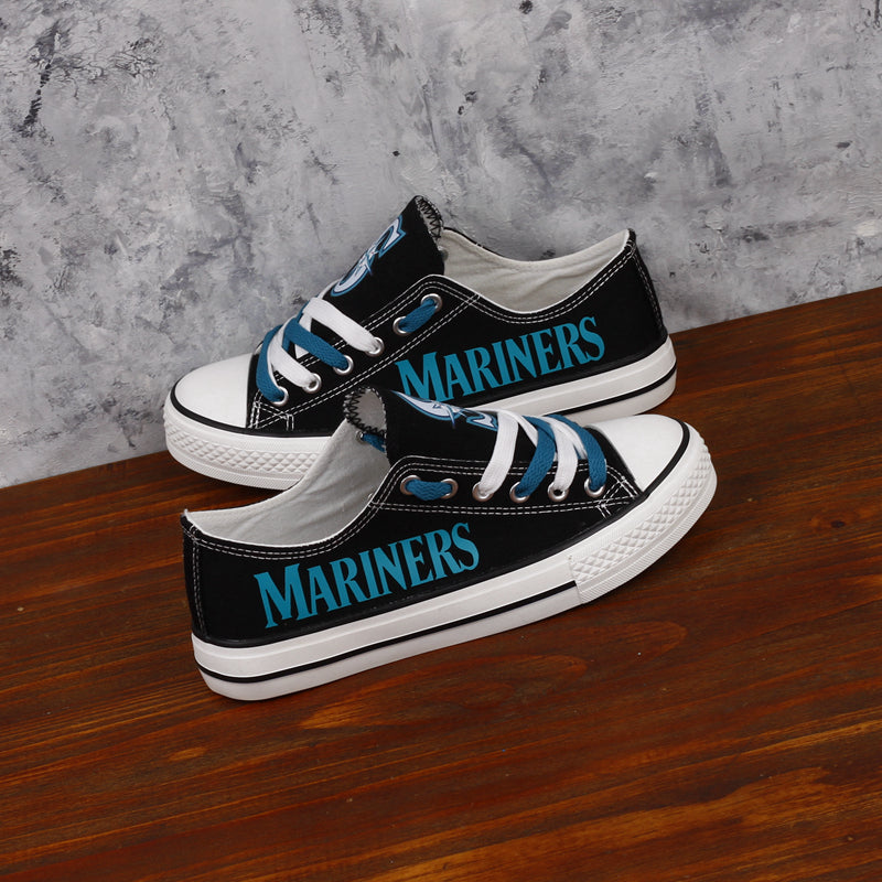 Seattle Mariners Limited Print MLB Baseball Fans Low Top Canvas Shoes Sport Sneakers T-DJ177H