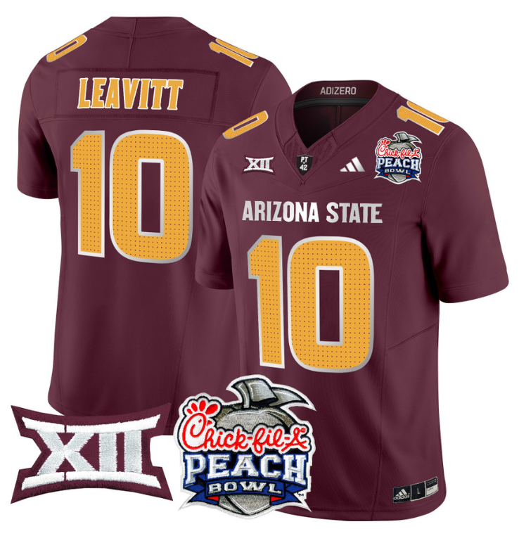 Sam Leavitt Jersey #10 Arizona State Sun Devils 2025 Peach Bowl Maroon