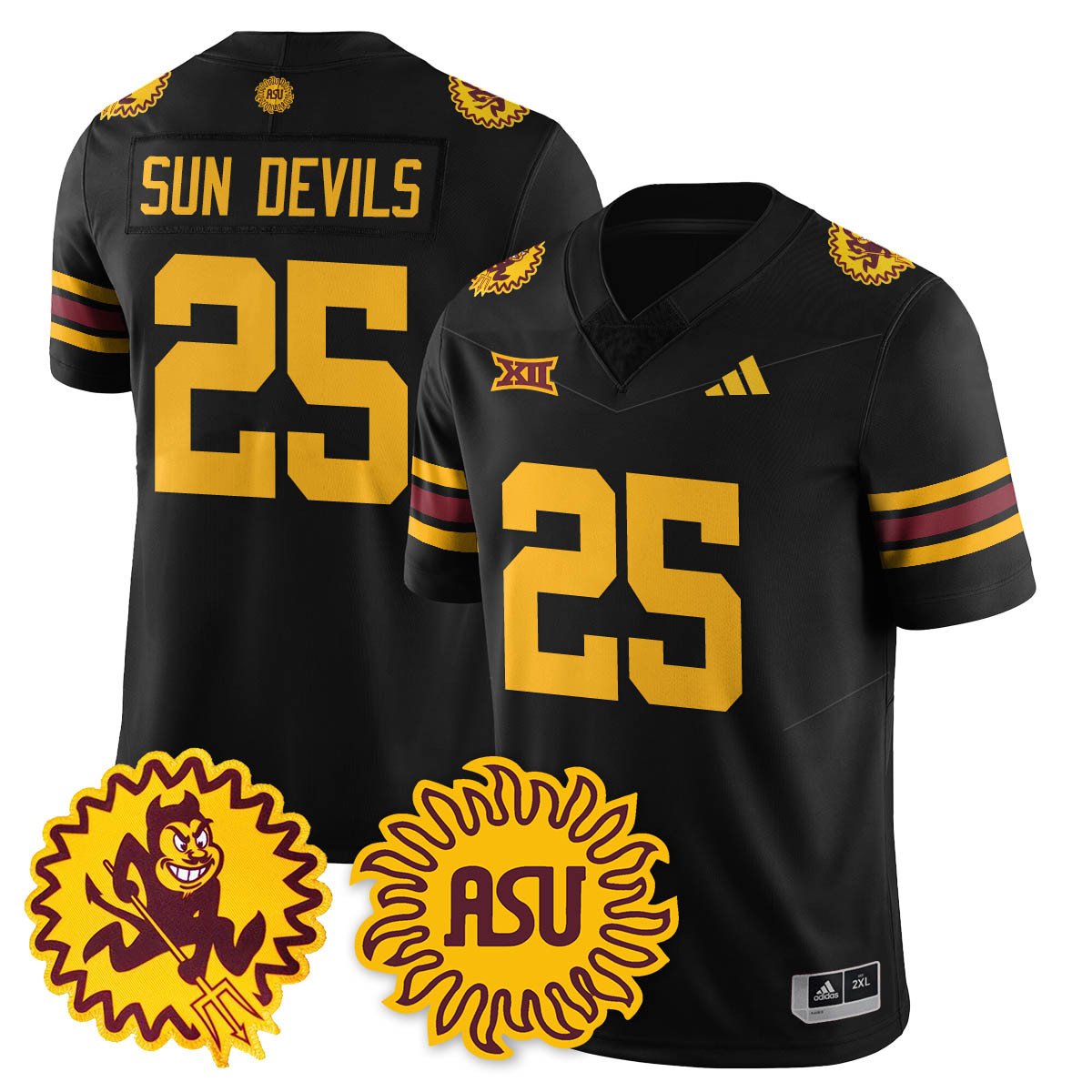 Sun Devils Jersey #25 Arizona State 1975 Throwback Uniform Stitched Black