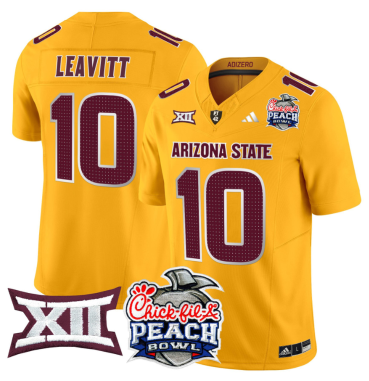 Sam Leavitt Jersey #10 Arizona State Sun Devils 2025 Peach Bowl Gold