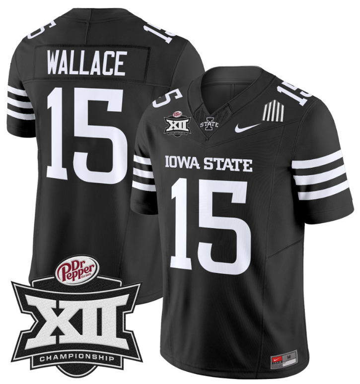 Seneca Wallace Jersey #15 Iowa State 2024 Championship Patch Vapor Black