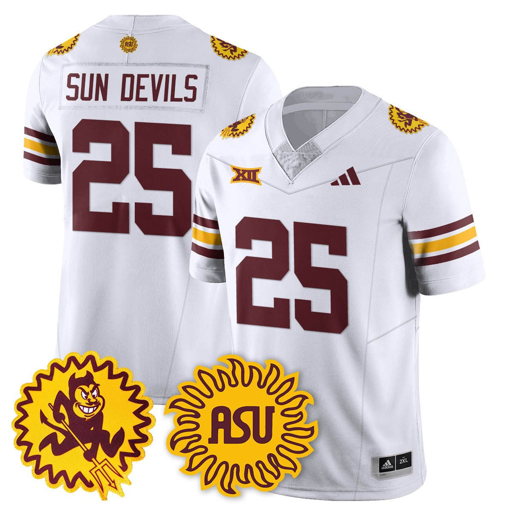 Sun Devils Jersey #25 Arizona State 1975 Throwback Uniform Stitched White