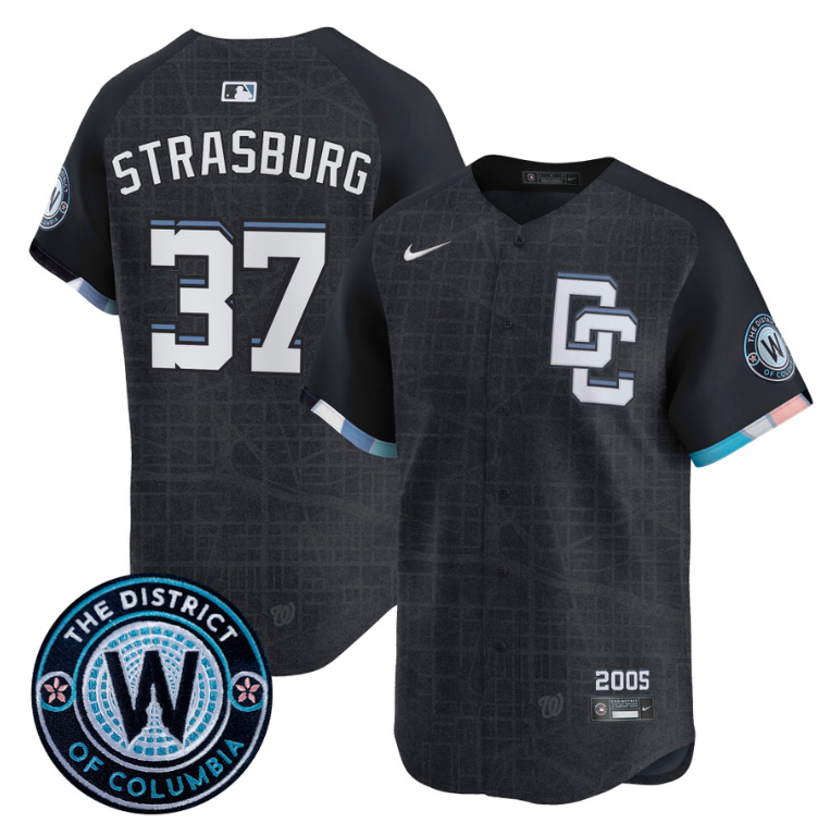 Stephen Strasburg Jersey #37 Washington Nationals 2025 City Connect Premier Limited Stitched Navy