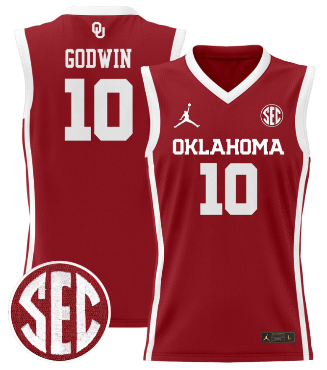 Sam Godwin Jersey #10 Oklahoma Sooners 2024 Lightweight Basketball Crimson