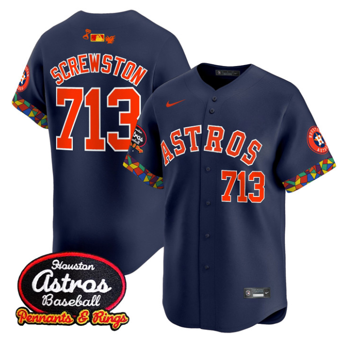 Screwston Jersey #713 Houston Astros Mexico Tejano Barrio Style Vapor Limited Stitched Black