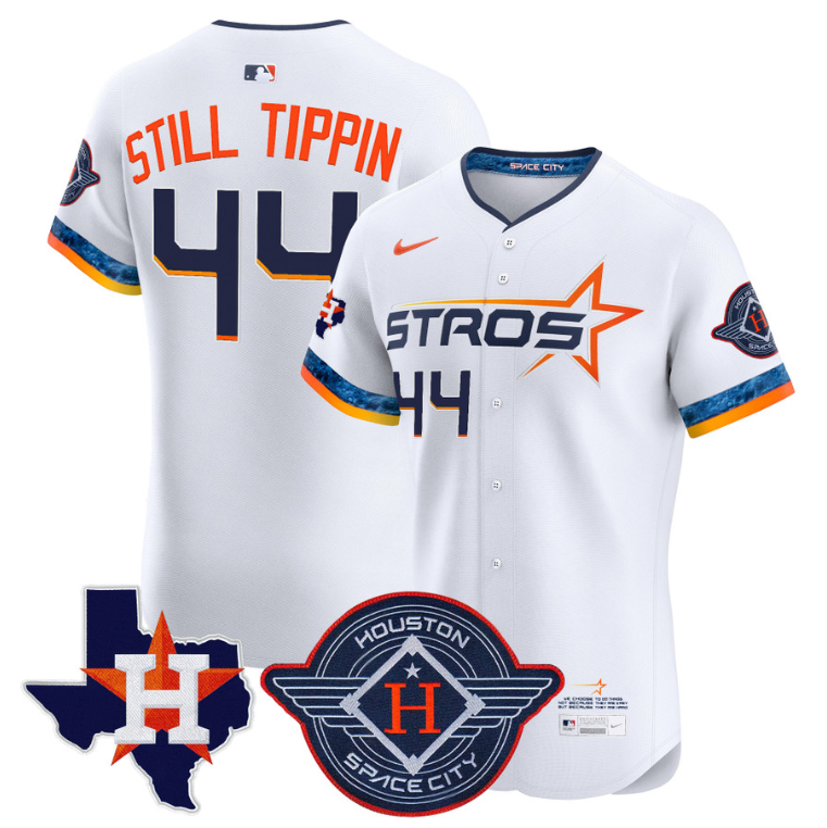 Still Tippin Jersey #44 Houston Astros 2025 City Connect Texas Patch Premier Elite Stitched White