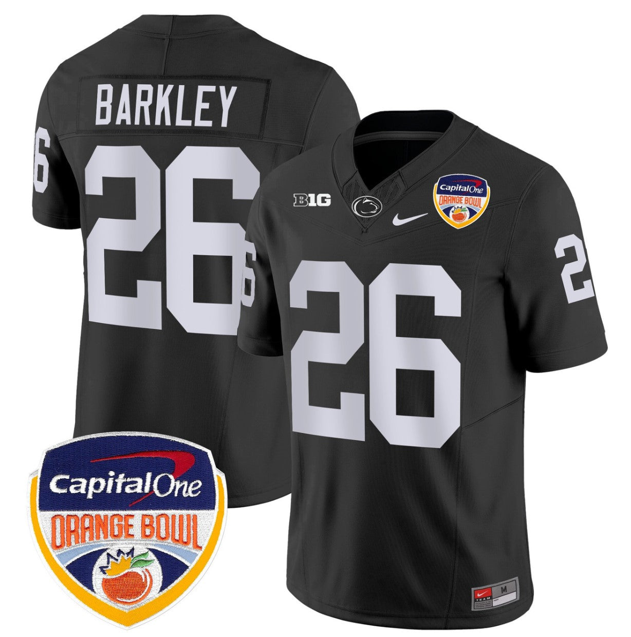 Saquon Barkley Jersey #26 Penn State Orange Bowl Patch Stitched Navy