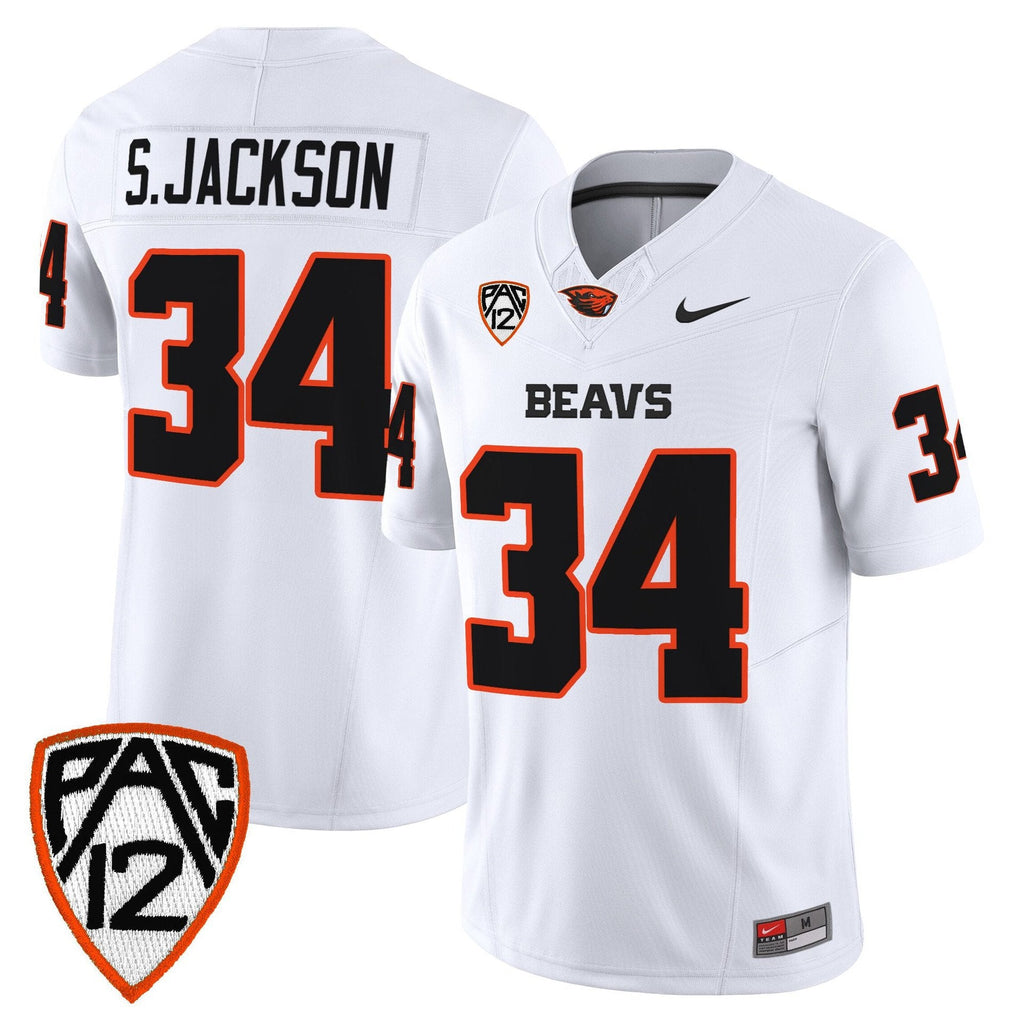 Steven Jackson Jersey #34 Oregon State Beavers 2025 Limited Stitched White